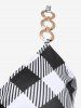 Plus Size Plaid Backless Chains Surplice Crop Top (Adjustable Strap) -  