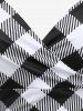 Haut Court Cache-Coeur à Carreaux à Chaîne à Dos Nu Grande Taille (Réglable) - Noir 2X | US 18-20