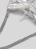 Metallic Toggle Drawstring Ruched Zippered Chain Strap Shoulder Bag -  