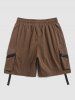Short Cargo Tressé Ceinturé avec Multi-Poches - Café profond L