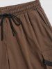 Short Cargo Tressé Ceinturé avec Multi-Poches - Café profond L