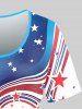Plus Size 3D Curve American Flag Stars Print Short Sleeve Tee -  