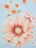 Plus Size Vacation Sunflower Mesh Bowknot Pastel Color Ruffle Tankini Swimsuit -  