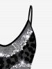 Plus Size Light Beam Butterfly And Leopard Printed Cold Shoulder T-Shirt -  