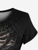 T-shirt Gothique Déchiré Imprimé Papillon Squelette 3D - Noir 3XL