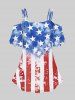 Plus Size Distressed Patriotic American Flag Print Cold Shoulder T-shirt -  
