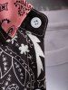 Chemise Style Ethnique Motif de Cachemire à Imprimé Fleuri à Manches Courtes Pour Homme - Noir XL