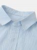 Chemise de Base Simple en Couleur Unie avec Poche en Avant Design - Bleu clair XS