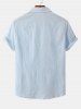 Chemise de Base Simple en Couleur Unie avec Poche en Avant Design - Bleu clair XS