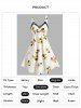 Flower Print Ruched Bust Lace Panel Empire Waist Mini Dress -  
