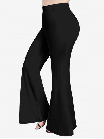 Plus Size Basic Pull On Flare Pants - BLACK - XS | US 6