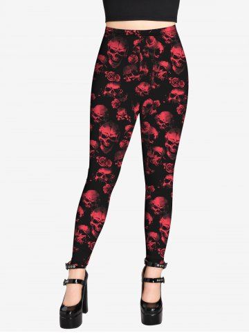 Gothic Allover Skull Print Leggings