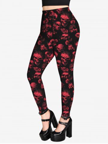 Gothic Allover Skull Print Leggings