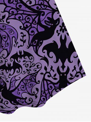 Gothic Bat Print A Line Tee Dress