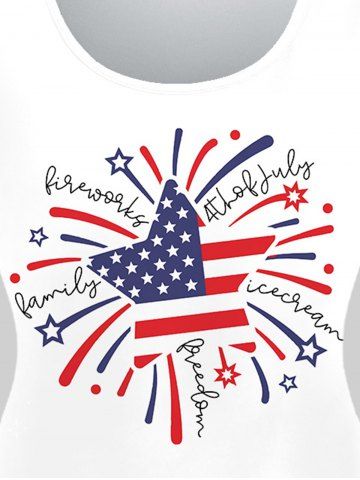 Plus Size Patriotic American Flag And Letter Print Short Sleeve T-Shirt