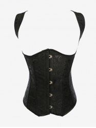 Gothic Underbust Jacquard Lace-up Back Brocade Corset Vest -  