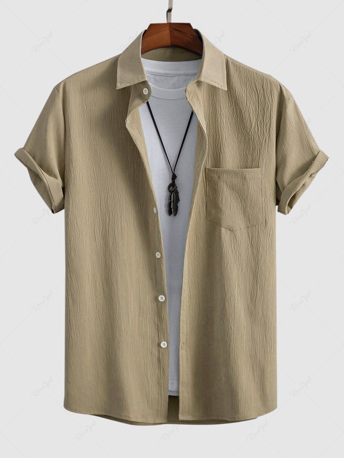 Buy Solid Color Textured Short Sleeves Shirt  