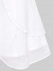 Plus Size Raglan Sleeves Flounce Layered Chiffon Blouse - Blanc L | US 12