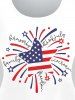 T-shirt Imprimé Drapeau Américain et Lettre à Manches Courtes Grande Taille - Blanc M | US 10