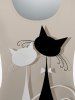 T-shirt Chat Noir et Blanc 3D Imprimé à Manches Courtes de Grande Taille - café lumière 5x | US 30-32
