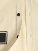 LA Print Stand Collar Short Sleeve Shirt with Drawstring Pocket Shorts Set -  