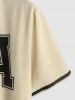 LA Print Stand Collar Short Sleeve Shirt with Drawstring Pocket Shorts Set -  