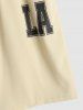 LA Print Stand Collar Short Sleeve Shirt with Drawstring Pocket Shorts Set -  