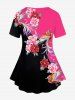 T-Shirt à Imprimé Phoenix et Fleurs Grande-Taille - Rose clair 5x | US 30-32