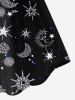Plus Size 3D Sun Moon Star Figure Printed Cold Shoulder A Line Dress -  