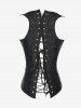 Gothic Underbust Jacquard Lace-up Back Brocade Corset Vest -  