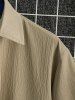 Solid Color Textured Short Sleeves Shirt -  
