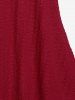 T-shirt Texturé Panneau en Dentelle à Epaule Dénudée de Grande Taille avec Fausse Perle - Rouge 3X | US 22-24