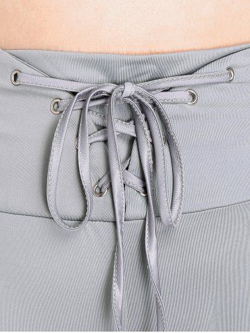 Plus Size Lace Up Cropped Leggings