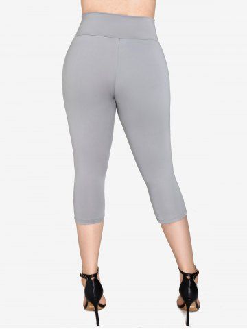 Plus Size Lace Up Cropped Leggings