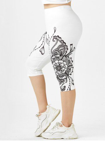 Plus Size & Curve Floral Print Gym Cropped Leggings