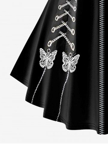Plus Size 3D Crisscross V-Neck Butterfly Lace Up Print Short-Sleeved T-Shirt