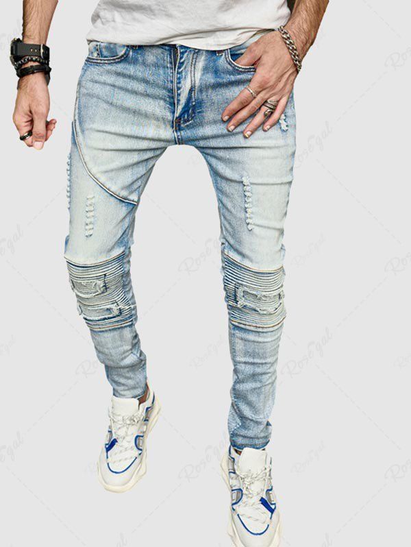 Best Wrinkle Ripped Design Faded Jeans  