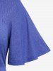 T-shirt Côtelé Découpé Cœur avec Chaîne de Grande Taille à Manches Bouffantes - Bleu M | US 10