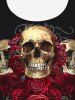 Haut de Tankini Gothique Rose Crâne Imprimées à Volants - Noir 8X