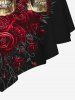 Haut de Tankini Gothique Rose Crâne Imprimées à Volants - Noir 8X