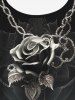 Haut de Tankini Gothique 3D Rose Imprimée à Volants - Noir 8X