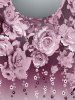 T-shirt Floral Imprimé de Grande Taille - Rose clair 5x | US 30-32