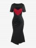 Robe Sirène Découpée en Blocs de Couleurs en Forme de Cœur de Grande Taille à Volants Pour La Saint-Valentin - Noir L | US 12