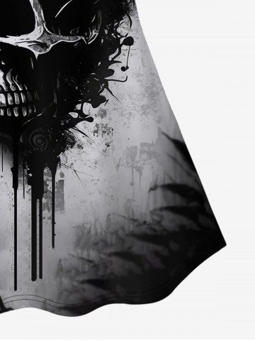 Skull Graphic Tee And 3D Butterfly Jean Lace-up Printed Jeggings Gothic Outfit