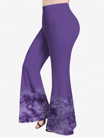Pantalon Évasé Tie-Dye Grande Taille - PURPLE - L | US 12