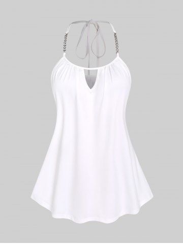 Plus Size Plunging Floral Top and Halter Camisole Set