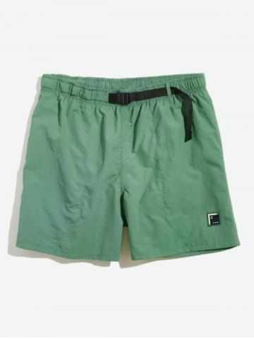 Patch Design Waterproof Casual Shorts - LIGHT GREEN - XL