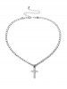 Rhinestone Cross Pendant Necklace -  
