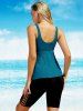 Textured Faux Pearl Embellishment Cut Out Plunging Neck Beach Swimming Top -  