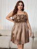 Plus Size Flounce Ruched Open Back Tie Stain Sleep Dress -  